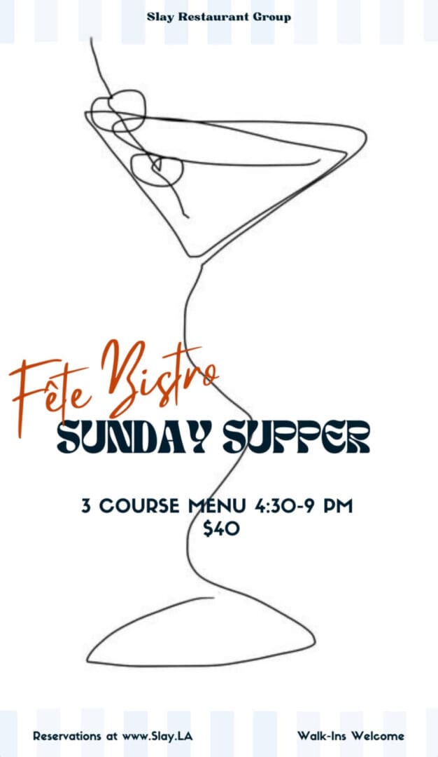 Fte Bistro Sunday Supper menu $40.