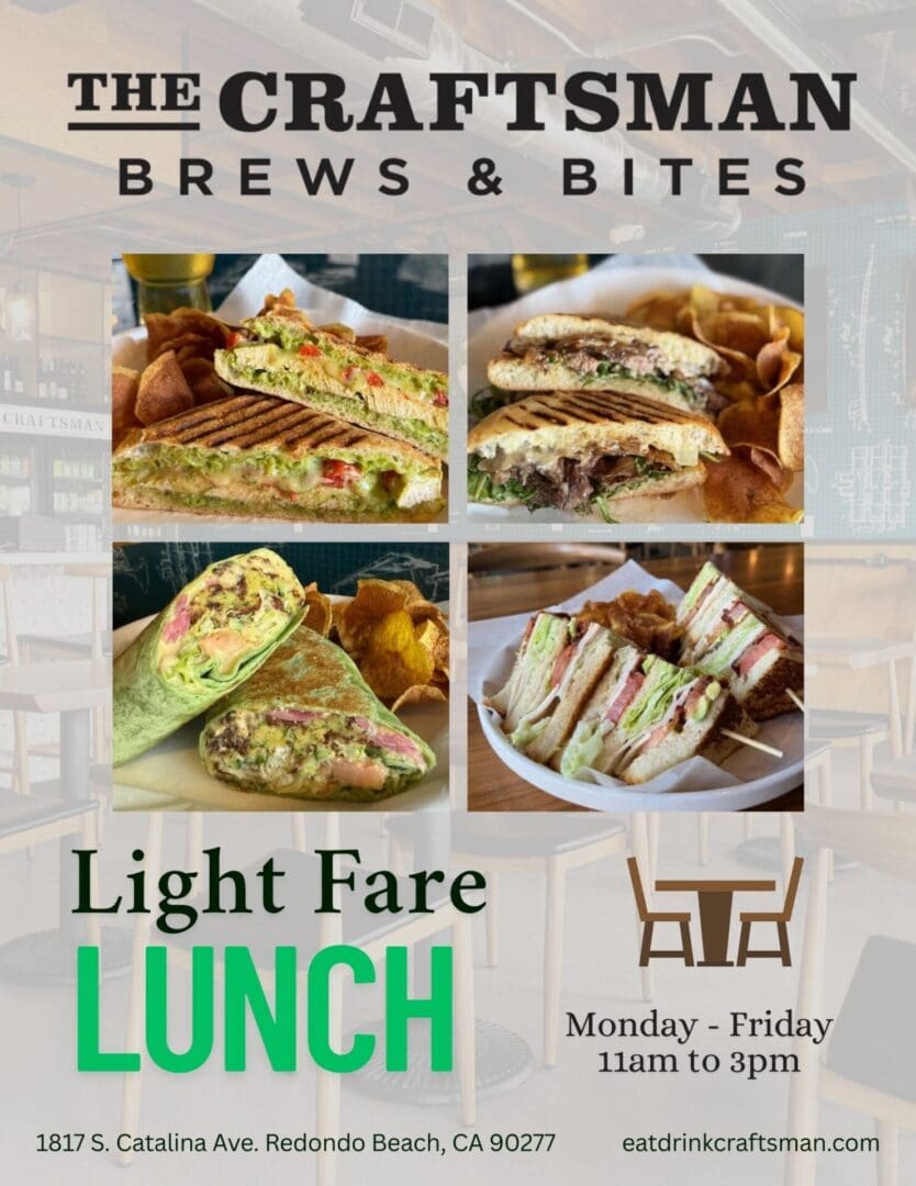 Craftsman Brews & Bites: Light Lunch Menu